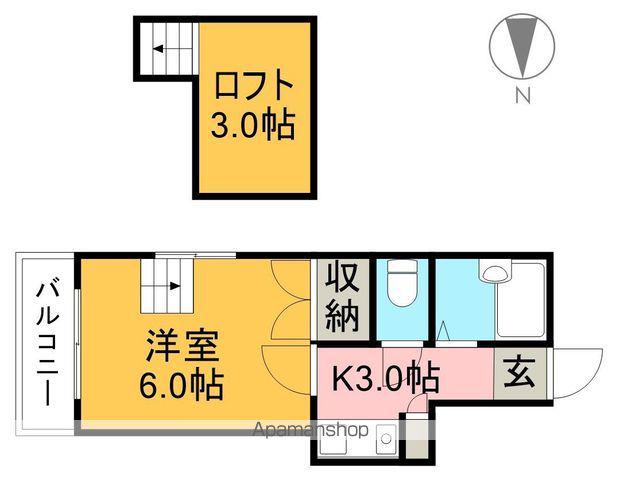 ミニミニ中久万(1K/2階)の間取り写真