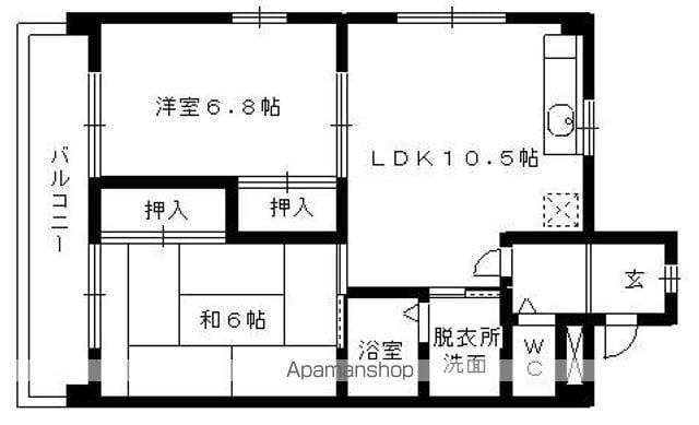 スカイヒルズ(2LDK/3階)の間取り写真
