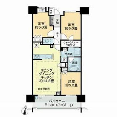 ライオンズ川口幸町グランフォート(3LDK/2階)の間取り写真