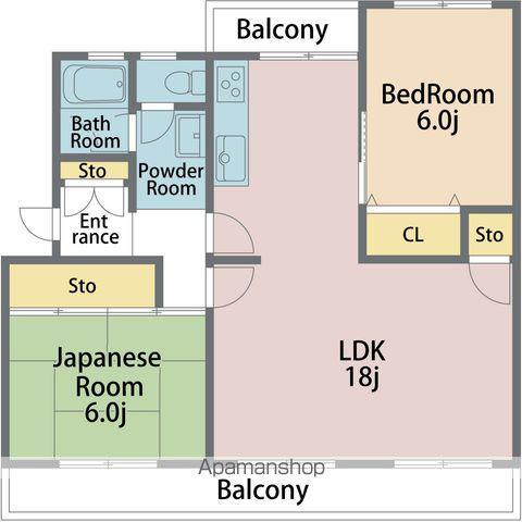 徳島線 徳島駅 徒歩22分 4階建 築38年(2LDK/4階)の間取り写真