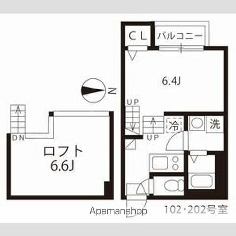 ハーモニーテラス向島町(1K/2階)の間取り写真