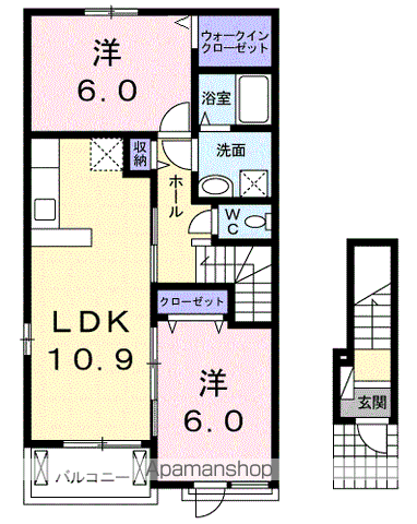 ラフィーネ(2LDK/2階)の間取り写真