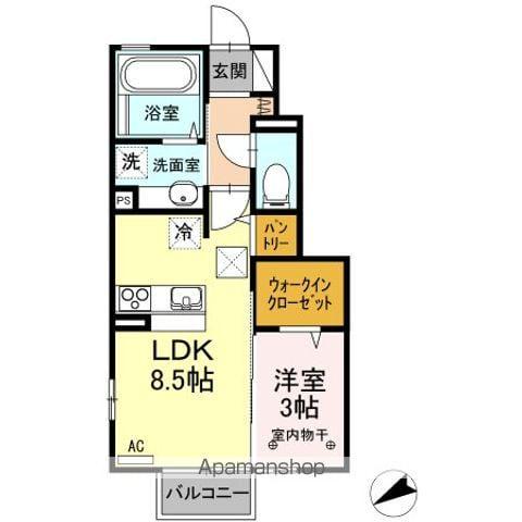 グロワールB(1LDK/1階)の間取り写真