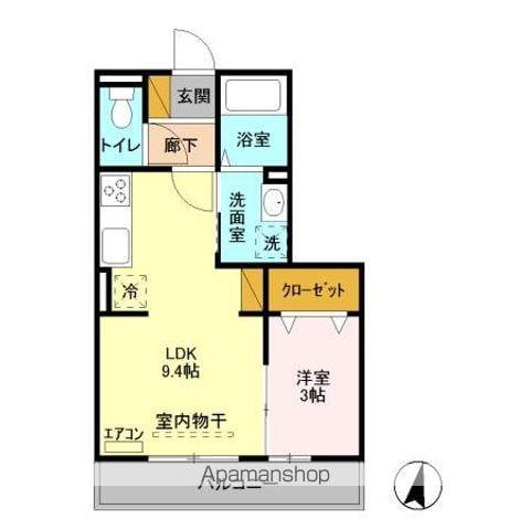 ルナ・エスポワール(1LDK/2階)の間取り写真