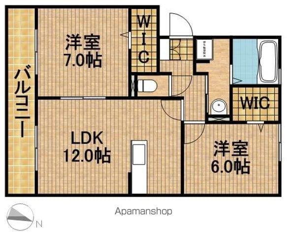 ロイヤルガーデン染地台B(2LDK/3階)の間取り写真