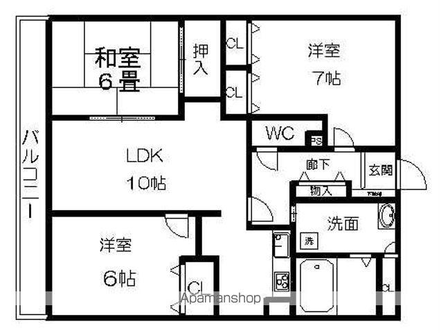グランドハイリス本山(3LDK/3階)の間取り写真