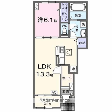 U-プラシードⅡ(1LDK/1階)の間取り写真