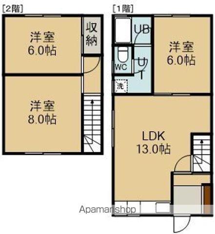 人見町14番1棟2戸(3LDK/1階)の間取り写真