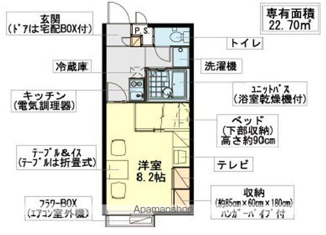 レオパレスグレイスライフ(1K/1階)の間取り写真