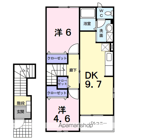 プリマヴェーラC(2DK/2階)の間取り写真