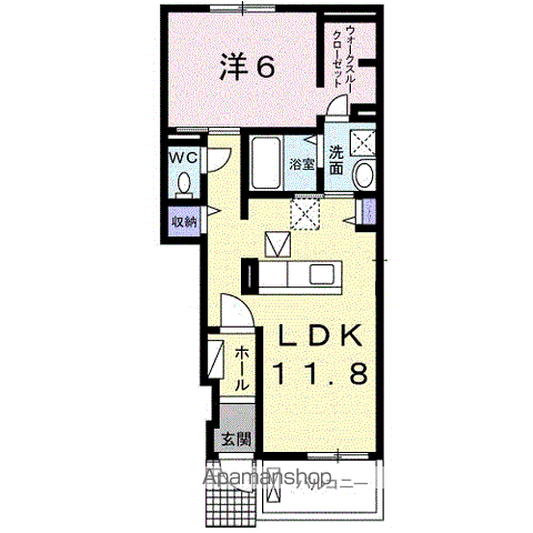 ハッピー上原タウン(1LDK/1階)の間取り写真