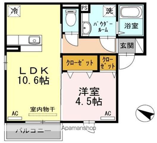 OK-ROOM住崎(1LDK/2階)の間取り写真
