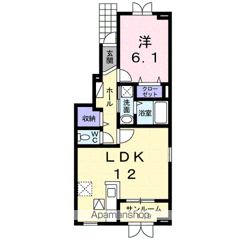 アルモニー・ワイ(1LDK/1階)の間取り写真