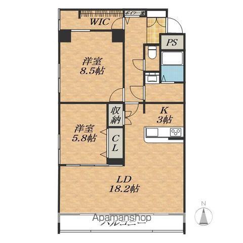 パシフィッククリオコート(2LDK/9階)の間取り写真