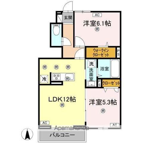 フィオーレガーデン阿南(2LDK/1階)の間取り写真