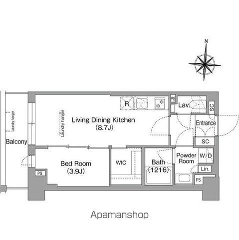 ウエリスアーバン住吉ウエスト(1LDK/3階)の間取り写真