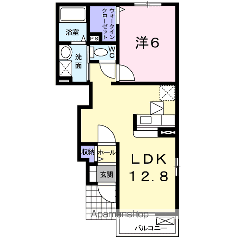 プラシードS.K(1LDK/1階)の間取り写真