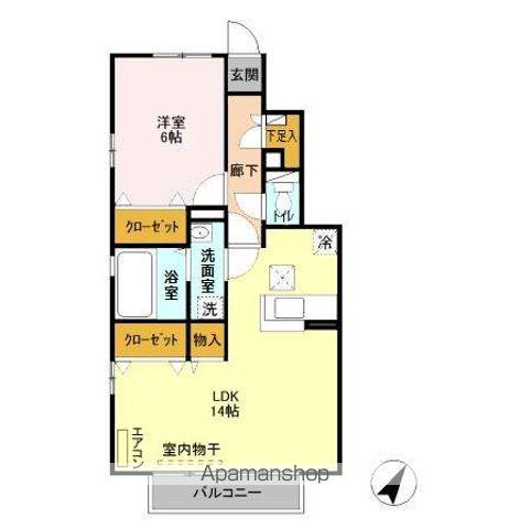 パークヒルAB(1LDK/1階)の間取り写真