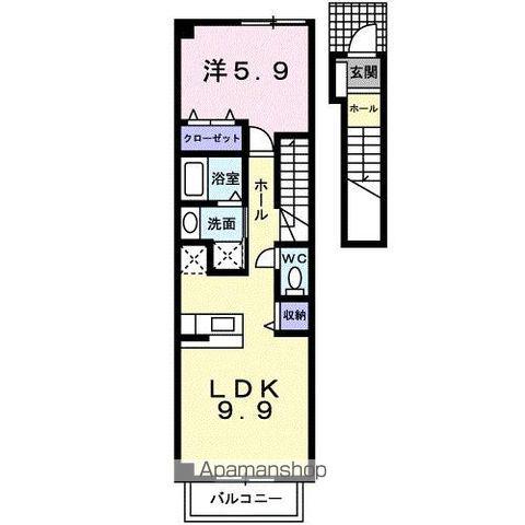 ヌーベル・シェトワB(1LDK/2階)の間取り写真