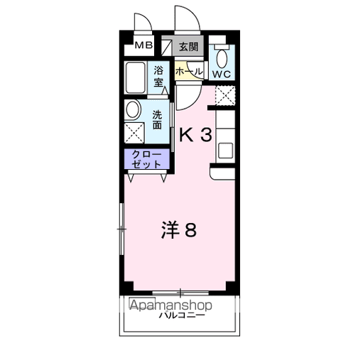 ノイエツァイトⅣ(1K/2階)の間取り写真