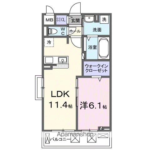 GL MINAKUCHI Ⅰ(1LDK/3階)の間取り写真