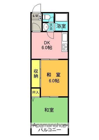 シャルマンKUROBE5(2DK/1階)の間取り写真