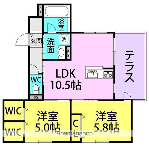 HEBEL MAISON 南武庫之荘(2LDK/1階)の間取り写真