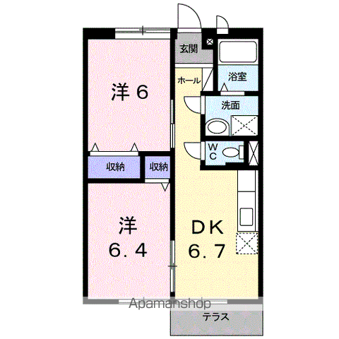 和歌山線 岩出駅 徒歩19分 2階建 築31年(2DK/1階)の間取り写真