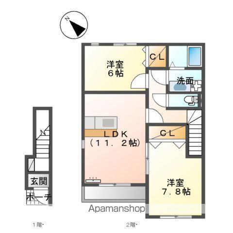 フルハウス板垣(2LDK/2階)の間取り写真