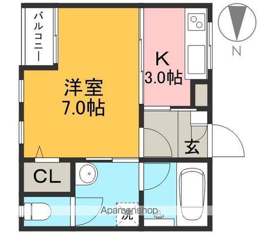 めぞん太陽Ⅴ(1K/2階)の間取り写真