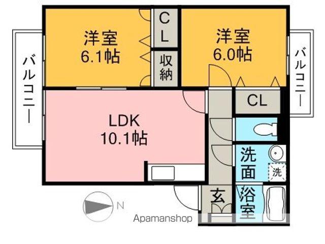 マリベール八幡(2LDK/2階)の間取り写真