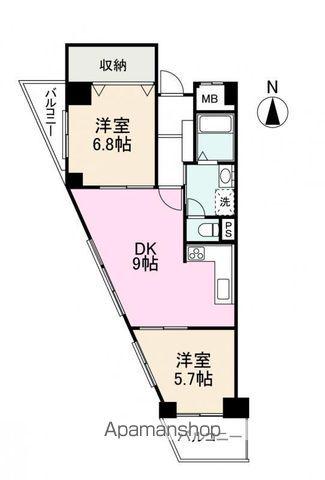 レジデンス松島(2DK/9階)の間取り写真