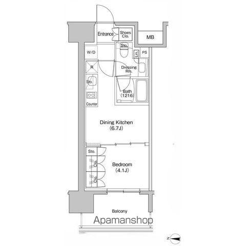 ザ・パークハビオ新栄(1DK/5階)の間取り写真