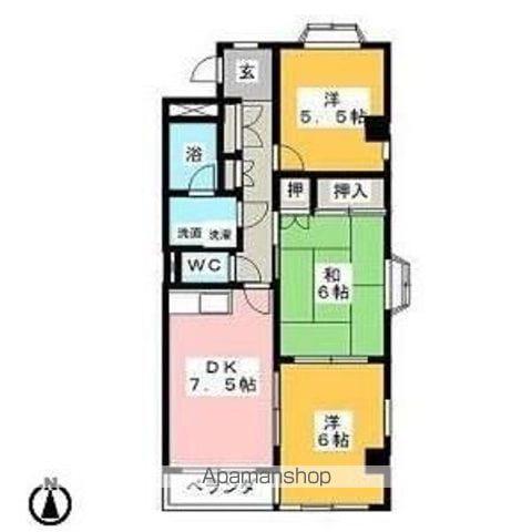 グランドヒルズ一番館(3DK/4階)の間取り写真