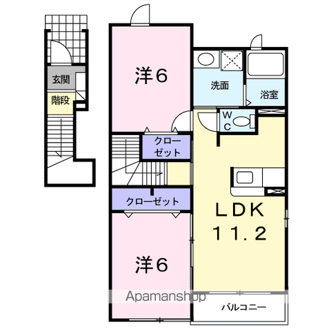 ビサンレジデンスⅡ(2LDK/2階)の間取り写真