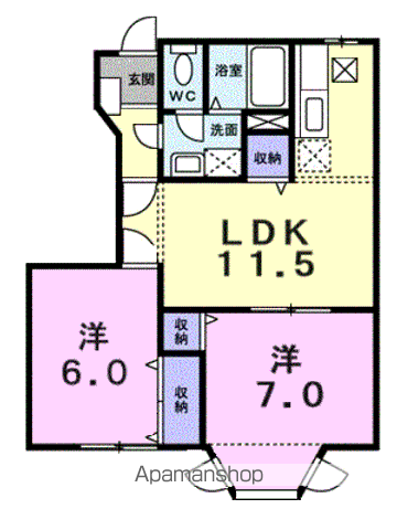 ドリームハウスB(2LDK/1階)の間取り写真