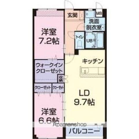 ピオニール小林Ⅱ(2LDK/2階)の間取り写真