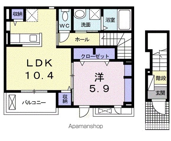 シュウ・レミングE(1LDK/2階)の間取り写真