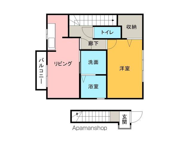グランツ角木(1LDK/2階)の間取り写真