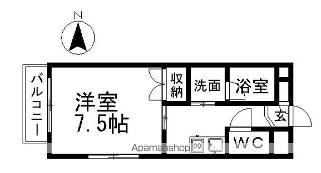 ライジングヴィラ葵(1K/4階)の間取り写真