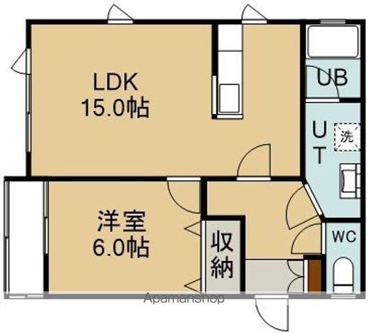 ロイヤルハイツ1号棟(1LDK/2階)の間取り写真