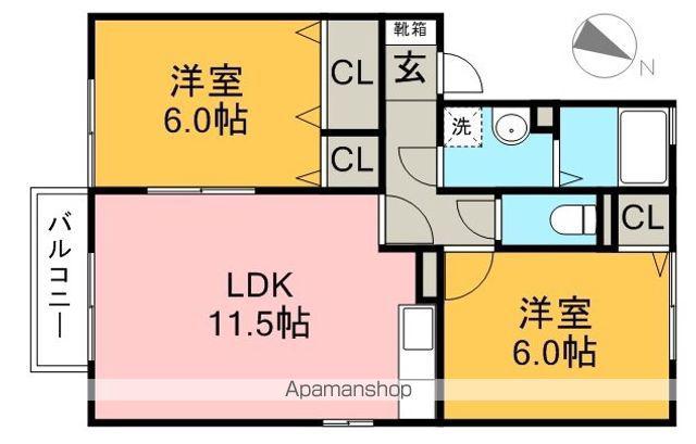 ウィルモア 土佐(2LDK/2階)の間取り写真