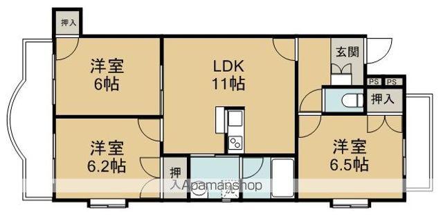 エトワールパレスⅡ(3LDK/4階)の間取り写真