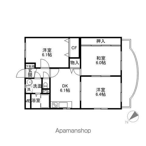 第一マンション(3DK/3階)の間取り写真