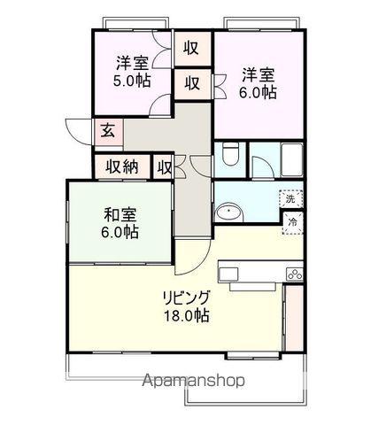 中州郷ハイツ(3LDK/1階)の間取り写真