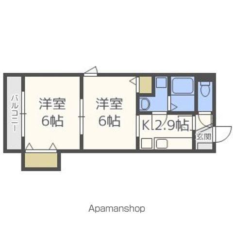 アルル2(1LDK/3階)の間取り写真
