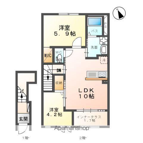 田村町徳定アパート(2LDK/2階)の間取り写真