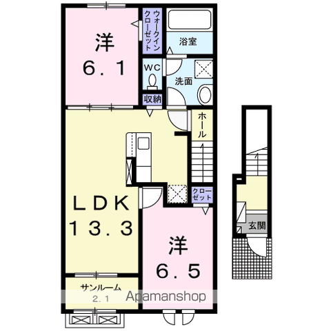 LE LIEN Ⅱ(2LDK/2階)の間取り写真