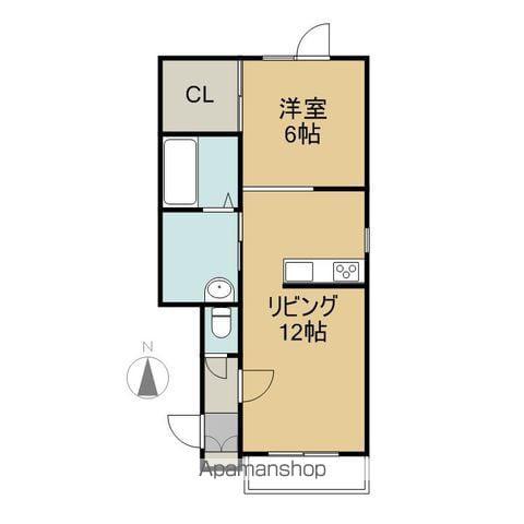 TOWN西23南1 CLOVER B(1LDK/1階)の間取り写真