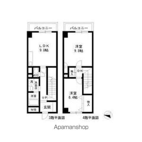 リオラード(2LDK/3階)の間取り写真